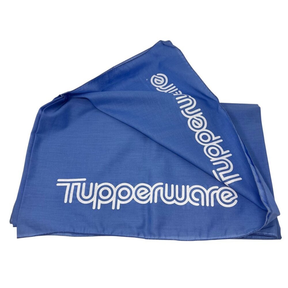 Vintage Tupperware Light Blue Consultant Tablecloth  43x60